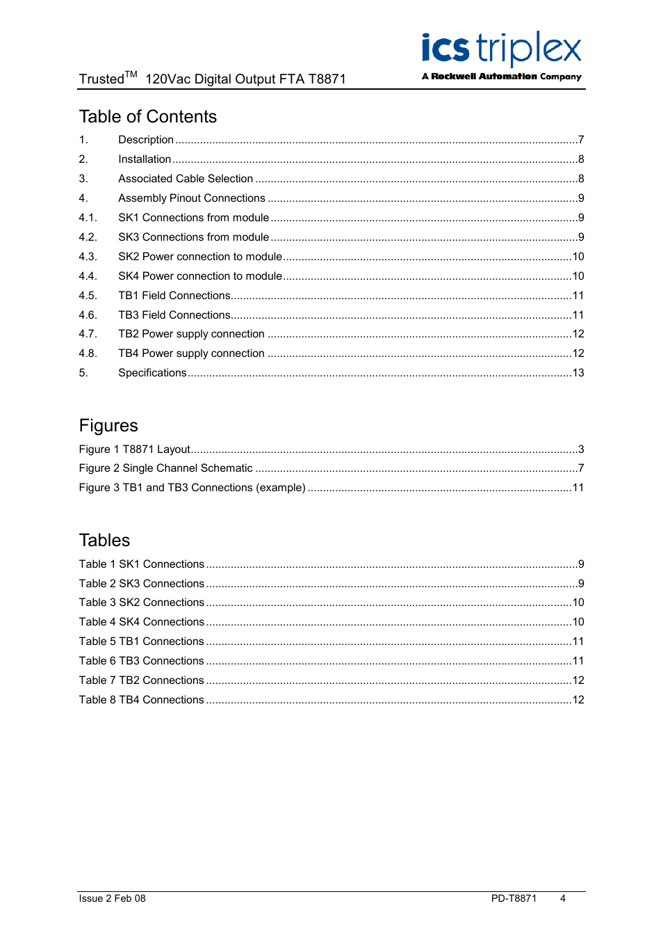 Rockwell Automation T8871 Trusted 16 Channel 120V ac Digital Output FTA User Manual | Page 4 / 14