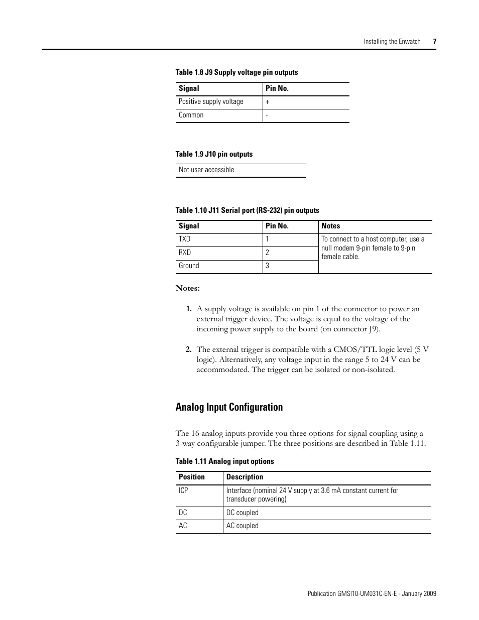 Analog input configuration | Rockwell Automation 44887-PUB, 44887 Enwatch User Manual | Page 11 / 44