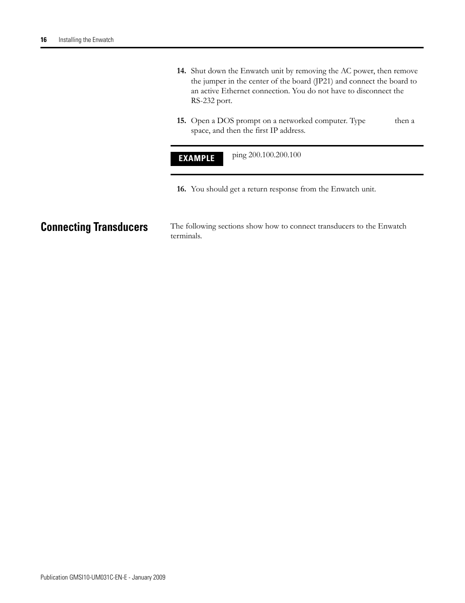 Connecting transducers | Rockwell Automation 44887-PUB, 44887 Enwatch User Manual | Page 20 / 44