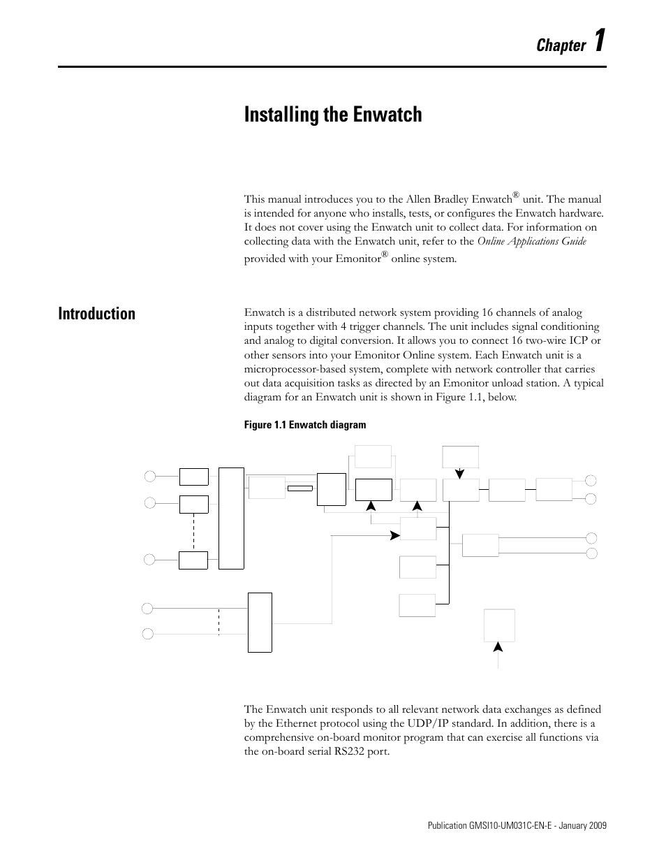 Installing the enwatch, Introduction, Chapter 1 | Chapter, Online system, Figure 1.1 enwatch diagram | Rockwell Automation 44887-PUB, 44887 Enwatch User Manual | Page 5 / 44