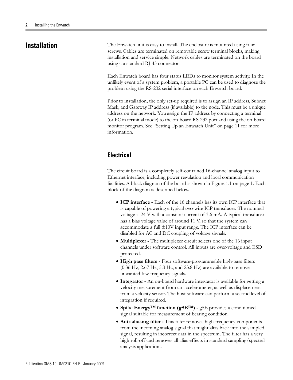 Installation, Electrical | Rockwell Automation 44887-PUB, 44887 Enwatch User Manual | Page 6 / 44