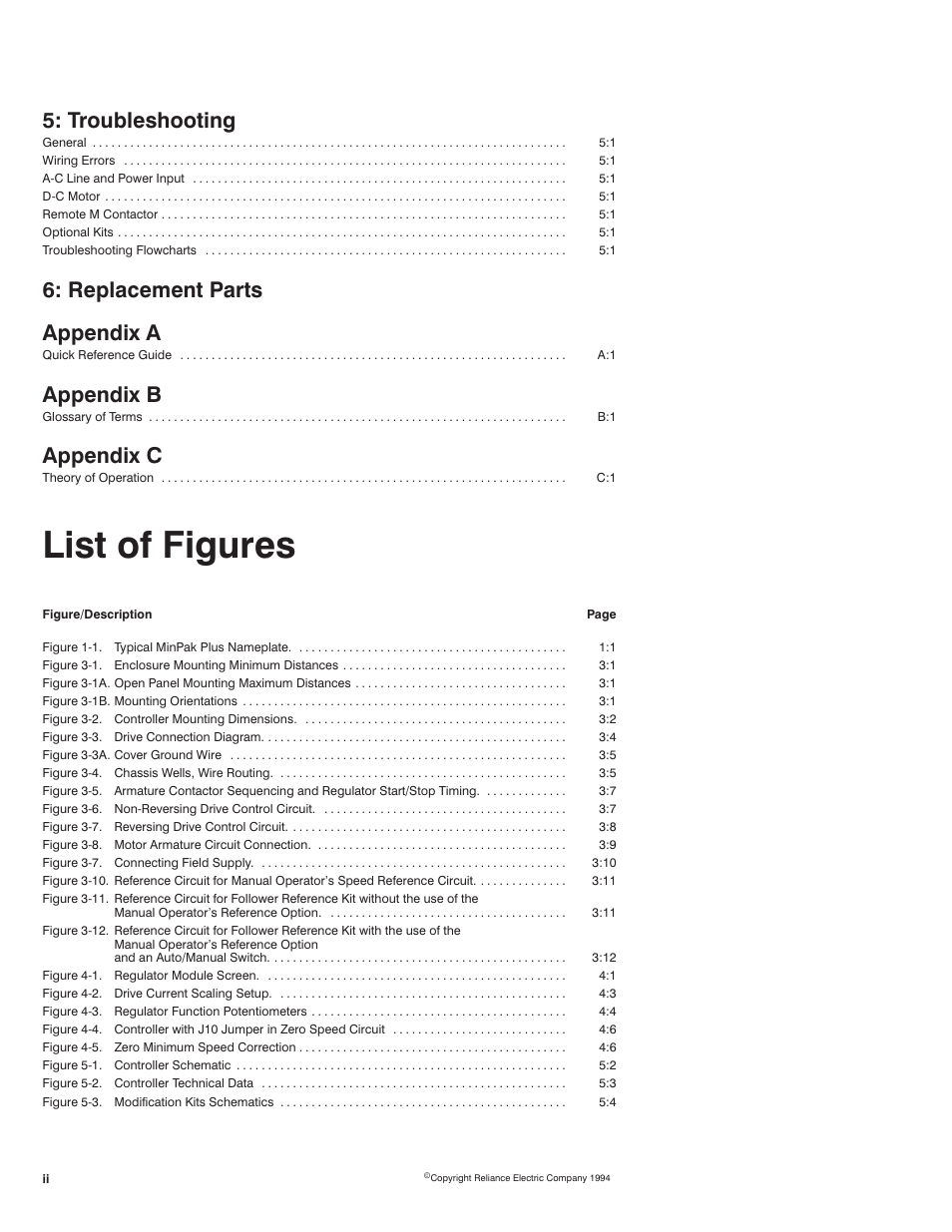 List of figures, Troubleshooting, Replacement parts appendix a | Appendix b, Appendix c | Rockwell Automation MinPak Plus DC Drive User Manual User Manual | Page 3 / 74