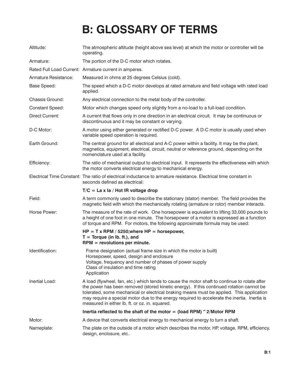 B: glossary of terms | Rockwell Automation MinPak Plus DC Drive User Manual User Manual | Page 67 / 74