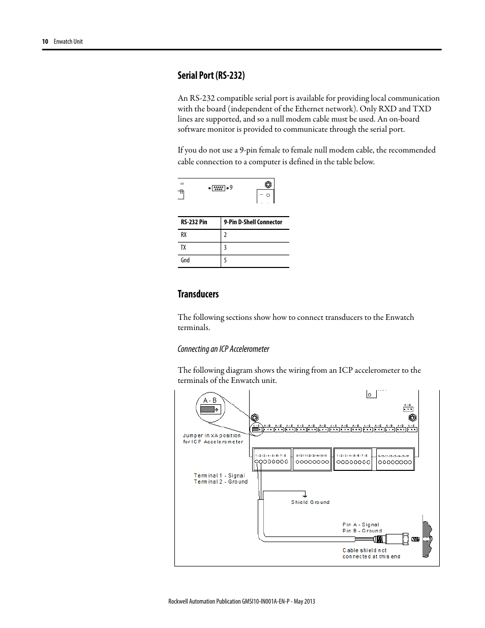 Serial port (rs-232), Transducers | Rockwell Automation EK-44750C Enwatch Unit User Manual | Page 10 / 32