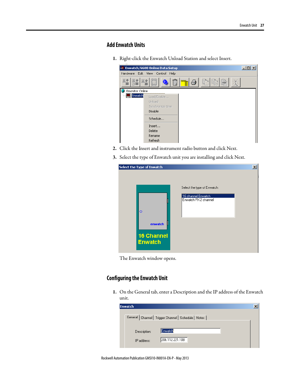 Add enwatch units, Configuring the enwatch unit | Rockwell Automation EK-44750C Enwatch Unit User Manual | Page 27 / 32