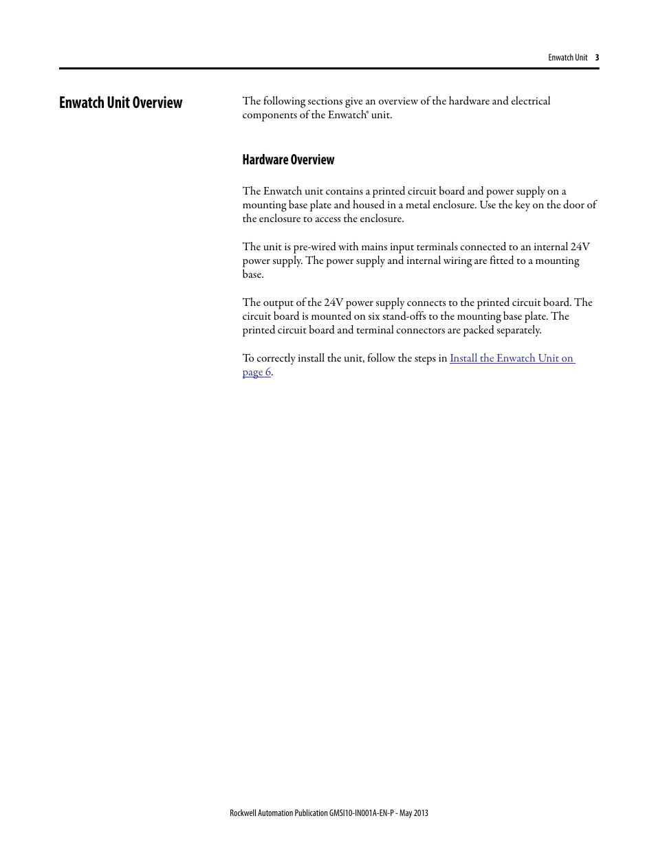 Enwatch unit overview, Hardware overview | Rockwell Automation EK-44750C Enwatch Unit User Manual | Page 3 / 32