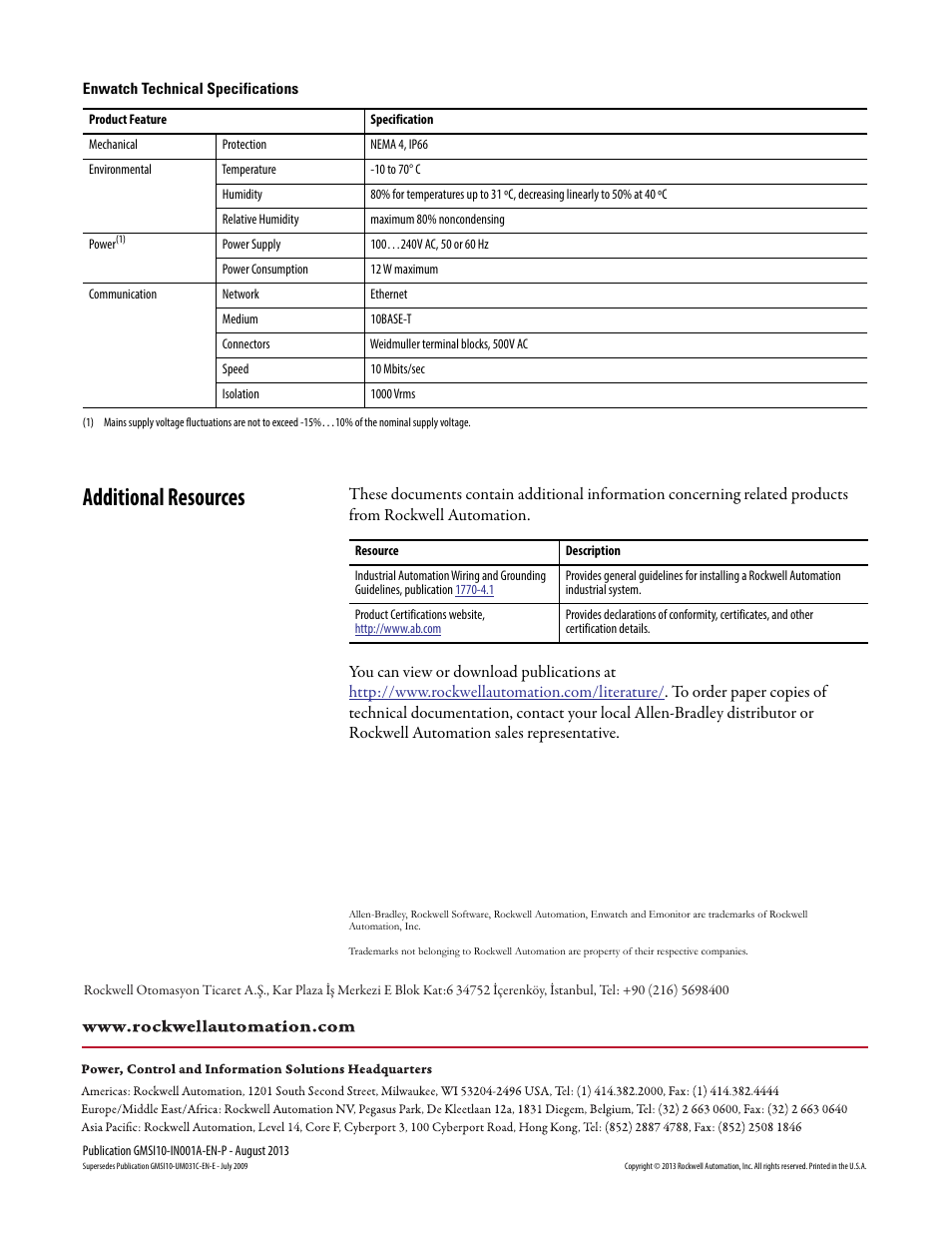 Additional resources, Back cover | Rockwell Automation EK-44750C Enwatch Unit User Manual | Page 32 / 32