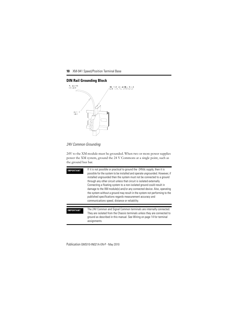 Rockwell Automation 1440-TB-B XM-941 Speed/Position Terminal Base User Manual | Page 10 / 22