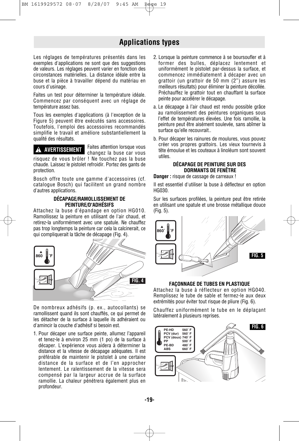 Applications types | Bosch LCD User Manual | Page 19 / 32