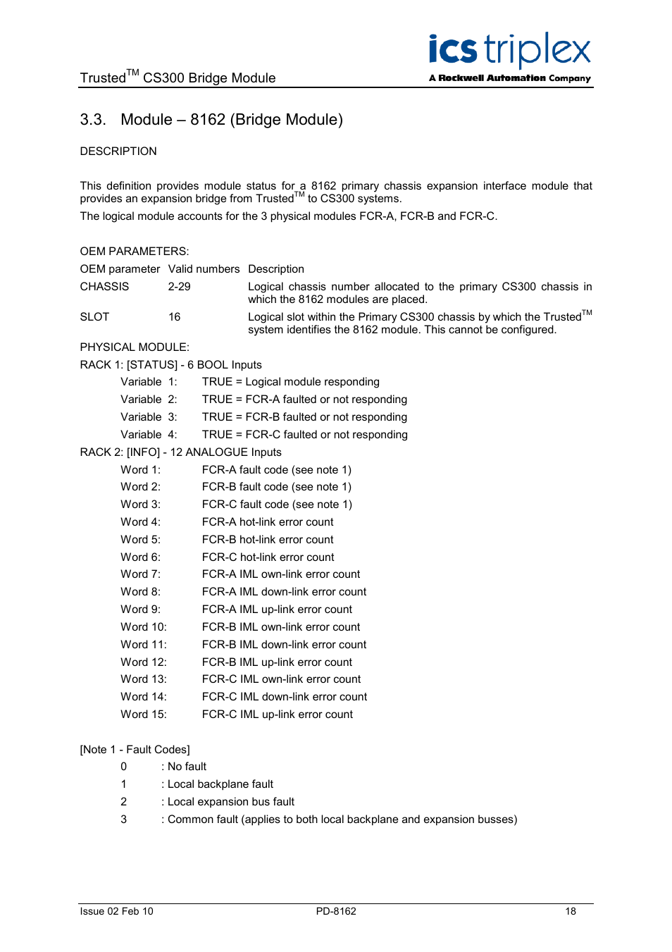 Module – 8162 (bridge module), Trusted, Cs300 bridge module | Rockwell Automation CS300 Trusted Bridge Module User Manual | Page 18 / 34
