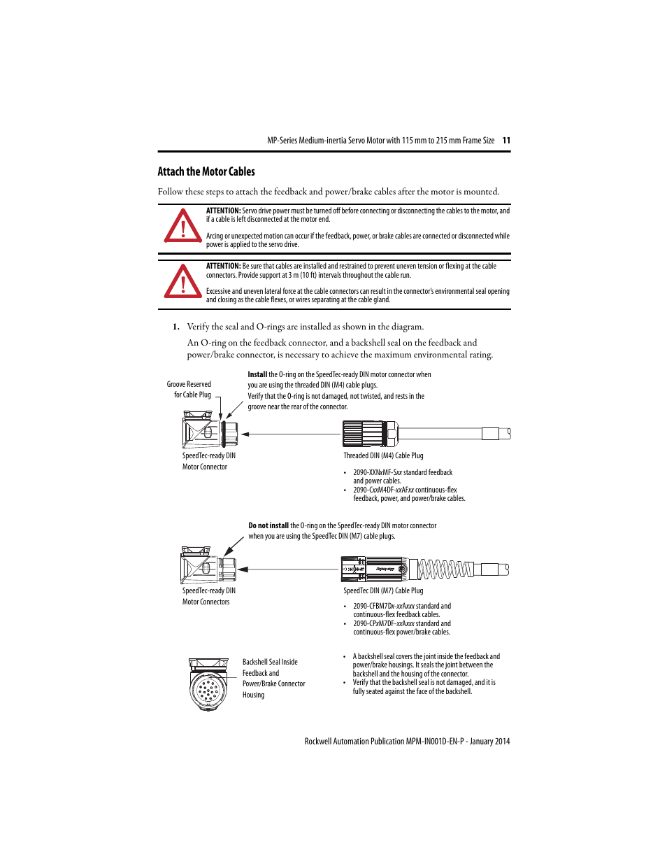 Attach the motor cables | Rockwell Automation MPM-Bxxx Medium Inertia Servo Motor User Manual | Page 11 / 24