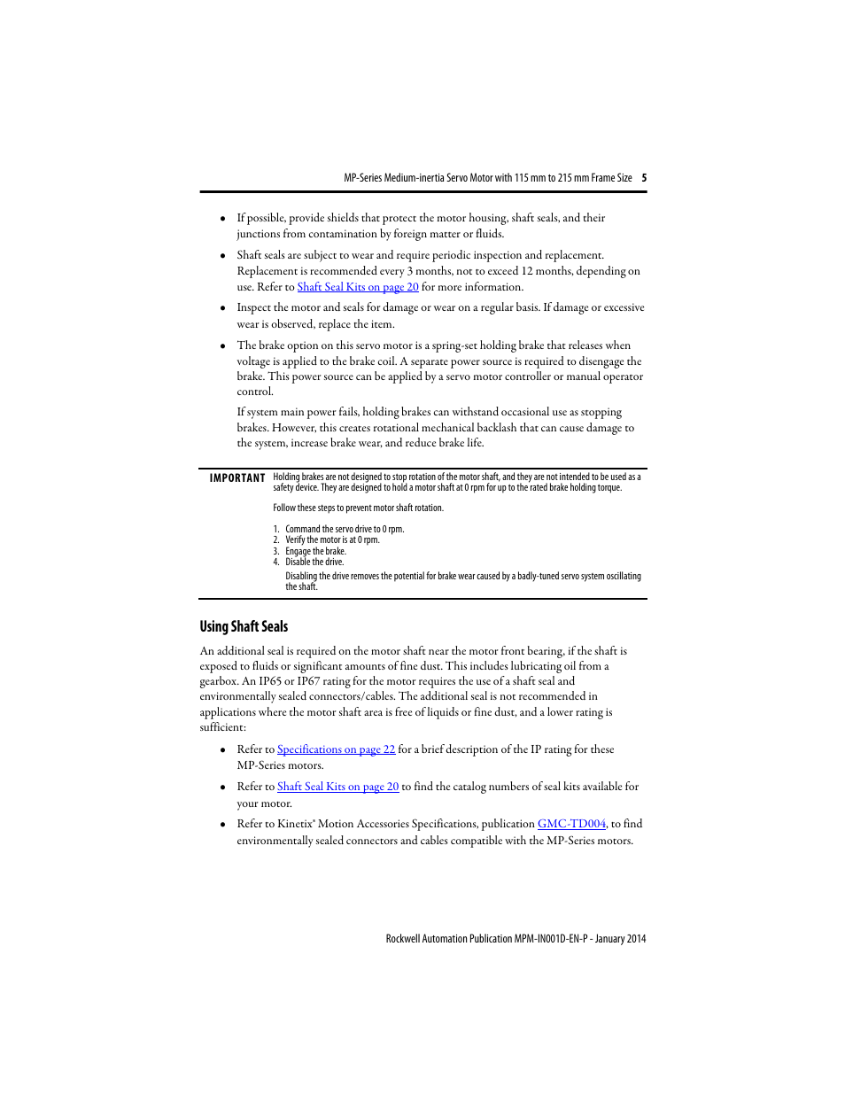Using shaft seals | Rockwell Automation MPM-Bxxx Medium Inertia Servo Motor User Manual | Page 5 / 24