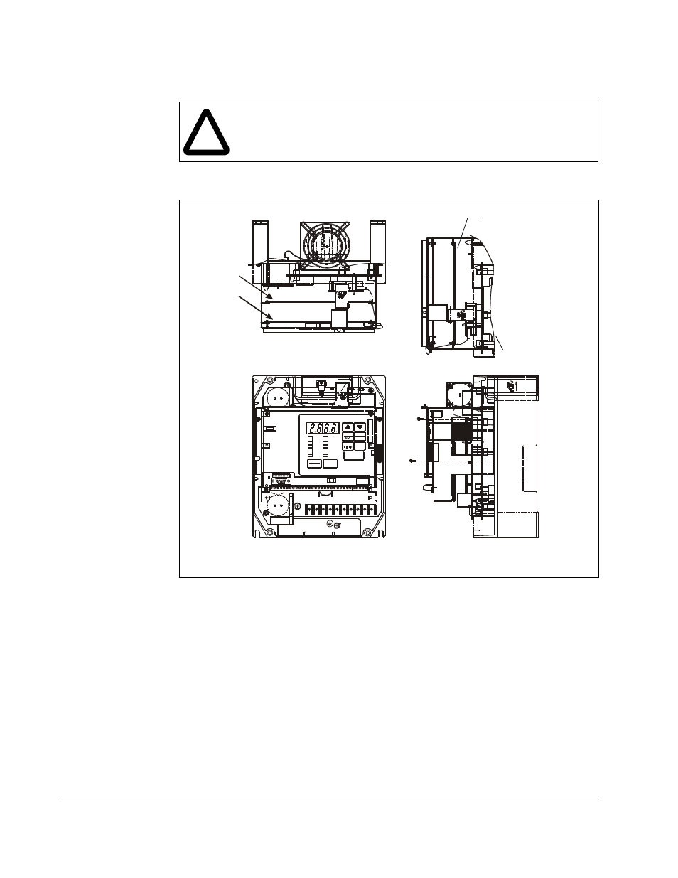 Side view front view top view regulator board, Rmi board current feedback board rmi board | Rockwell Automation GV3000/SE, VTAC 7 Super Remote Meter Interface Board M/N 2SI3000 M/N 2SI3000E User Manual | Page 20 / 84