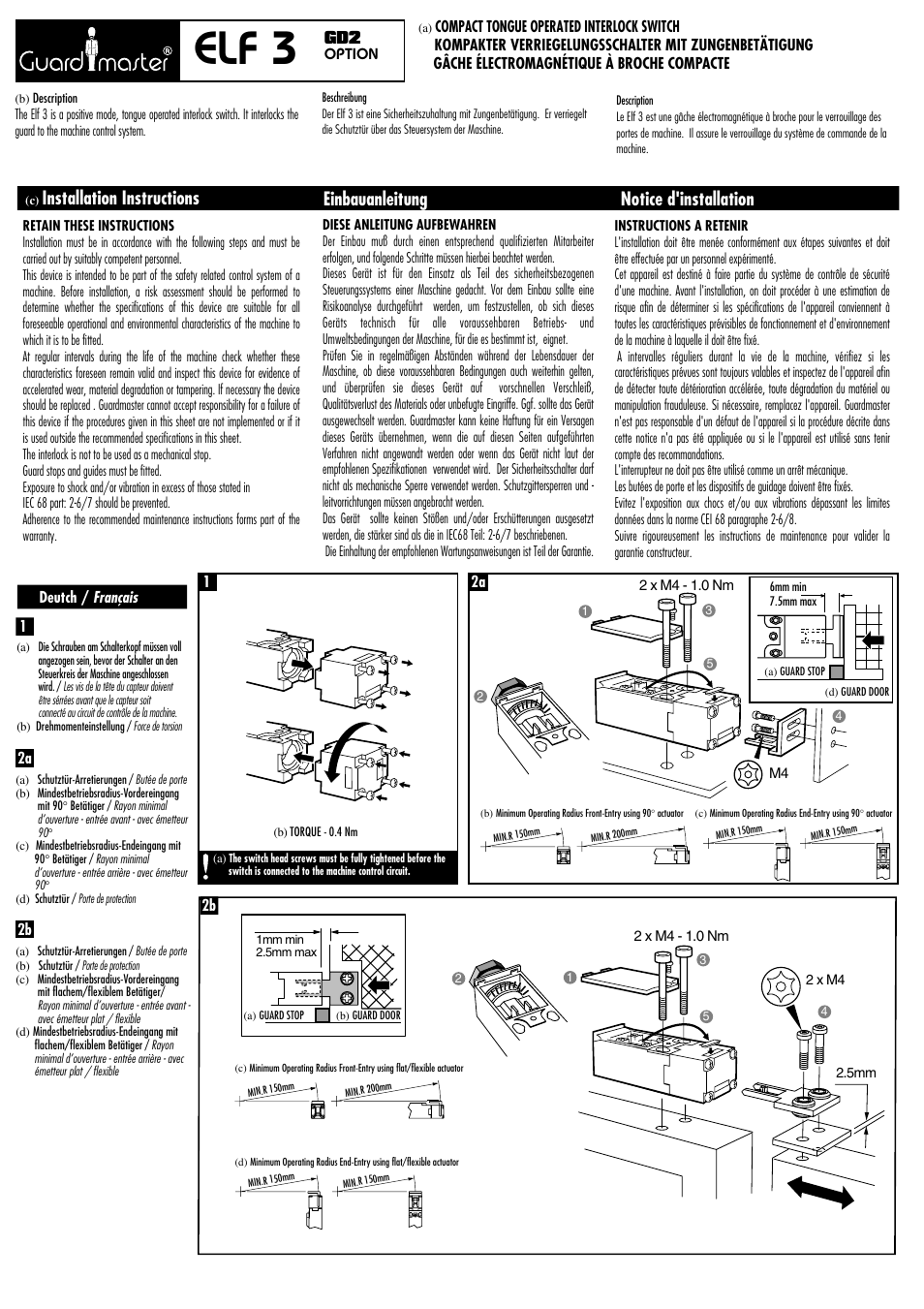 Rockwell Automation 440K Elf 3-GD2--Compact Tongue Operated Safety Switch User Manual | 4 pages