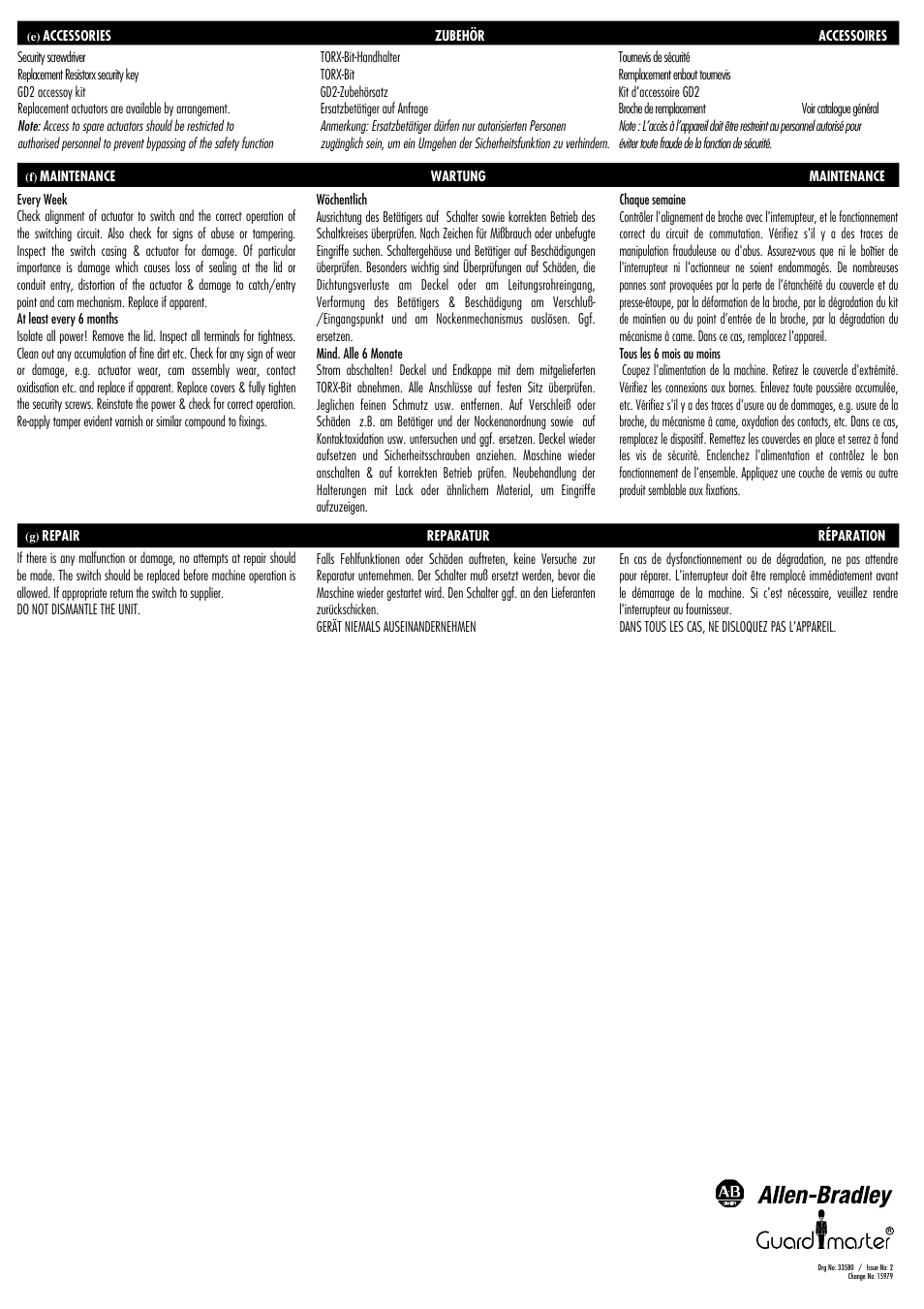 Rockwell Automation 440K Elf 3-GD2--Compact Tongue Operated Safety Switch User Manual | Page 4 / 4