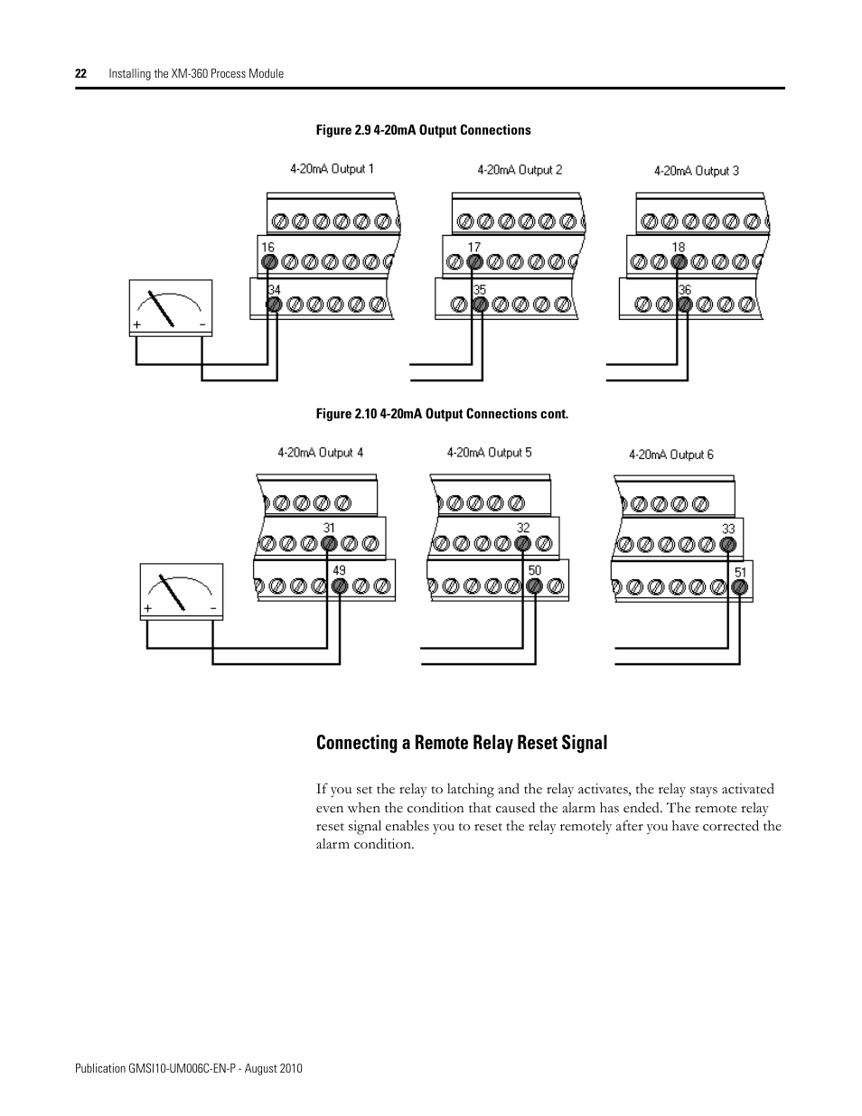 Connecting a remote relay reset signal | Rockwell Automation 1440-TPR06-00RE XM-360 Process Module User Manual | Page 30 / 121