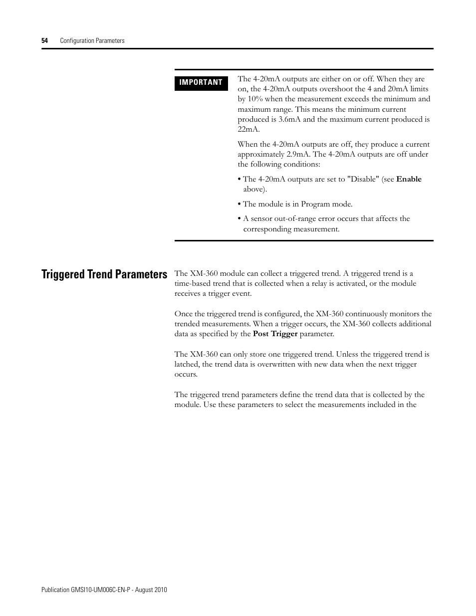 Triggered trend parameters | Rockwell Automation 1440-TPR06-00RE XM-360 Process Module User Manual | Page 62 / 121