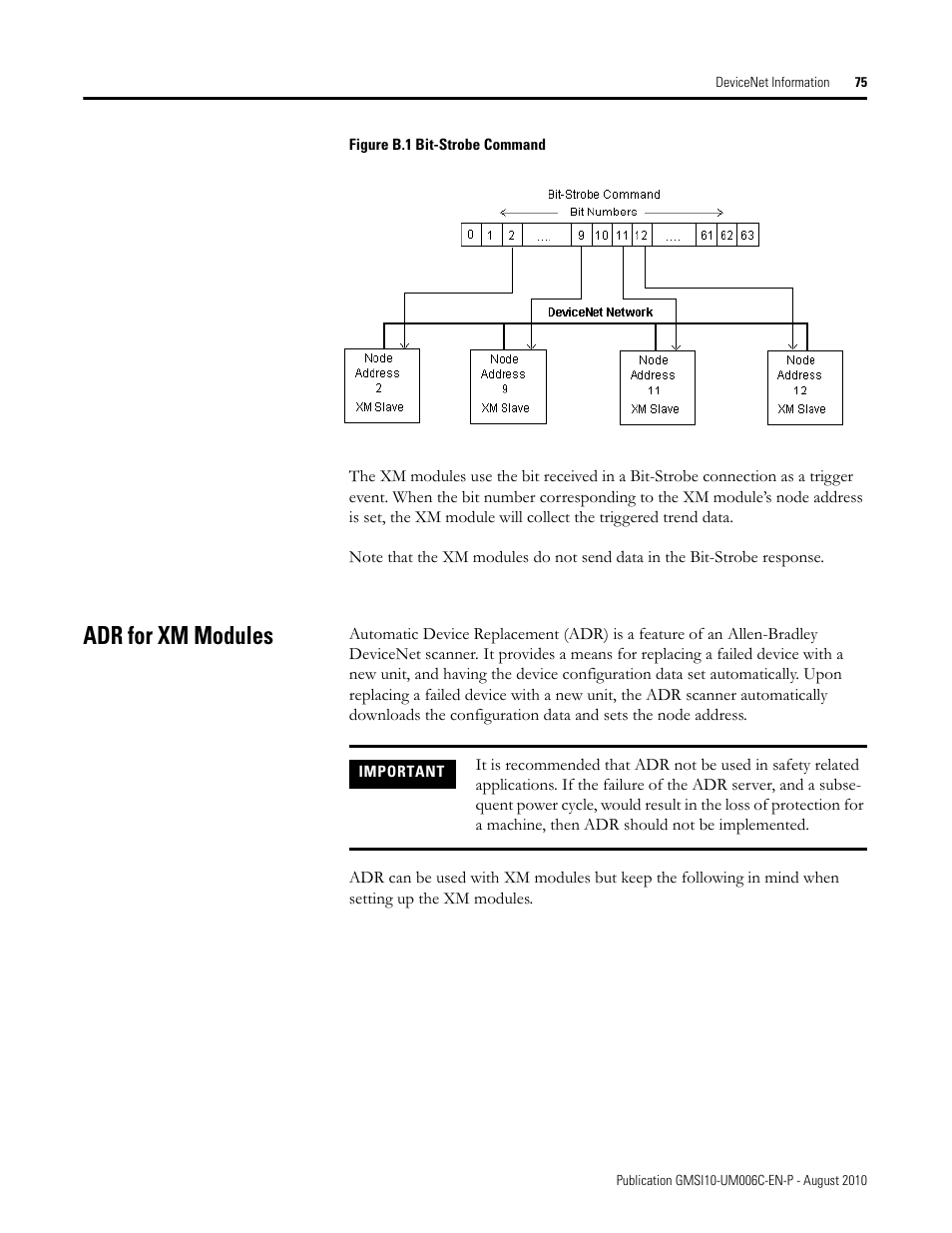 Adr for xm modules | Rockwell Automation 1440-TPR06-00RE XM-360 Process Module User Manual | Page 83 / 121