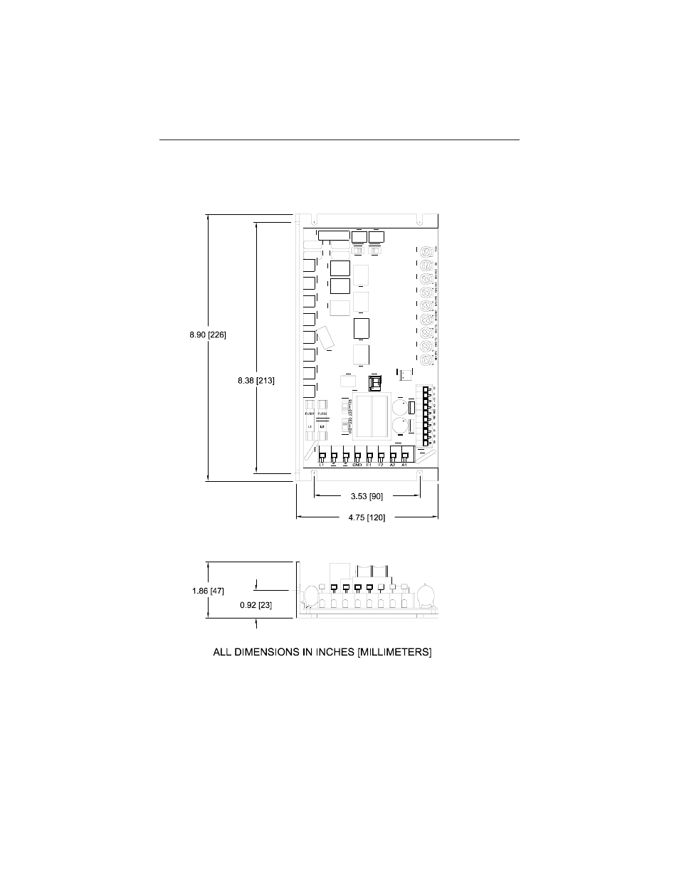 Dimensions | Rockwell Automation DC3R Regenerative DC Drive User Guide 1/4 - 2 HP, 115/230 VAC User Manual | Page 11 / 56