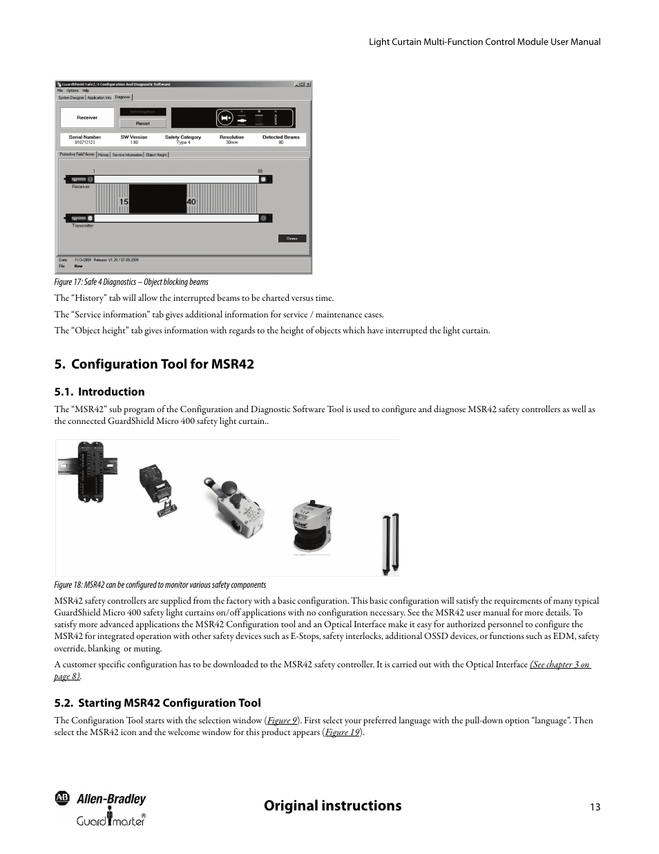 Configuration tool for msr42, Introduction, Starting msr42 configuration tool | Introduction starting msr42 configuration tool, Original instructions | Rockwell Automation MSR42 Curtains Configuration and Diagnostic Software Tool User Manual User Manual | Page 15 / 60