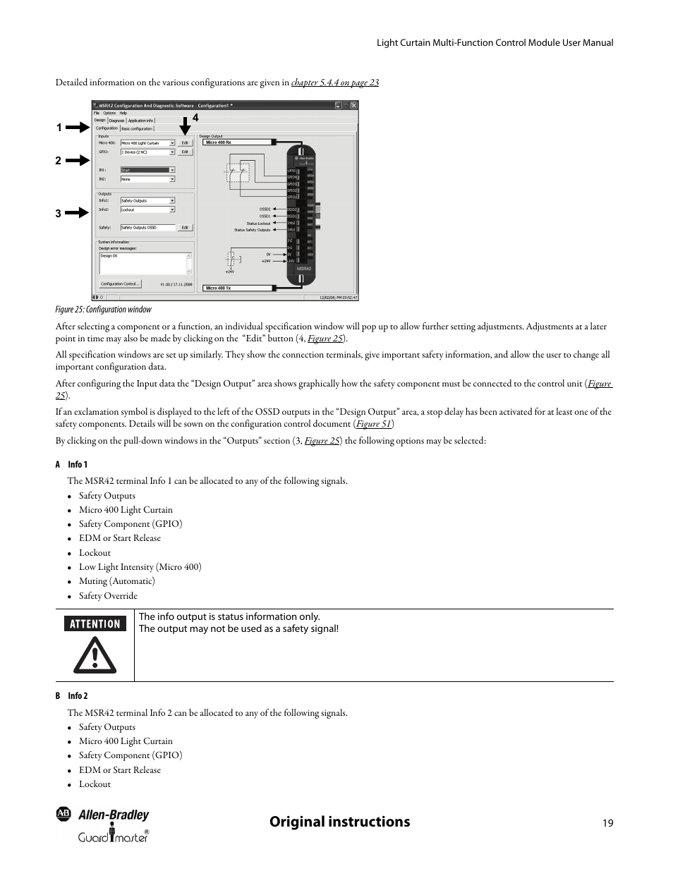 A info 1, B info 2, Figure 25 | Figure 25 ) t, Original instructions | Rockwell Automation MSR42 Curtains Configuration and Diagnostic Software Tool User Manual User Manual | Page 21 / 60