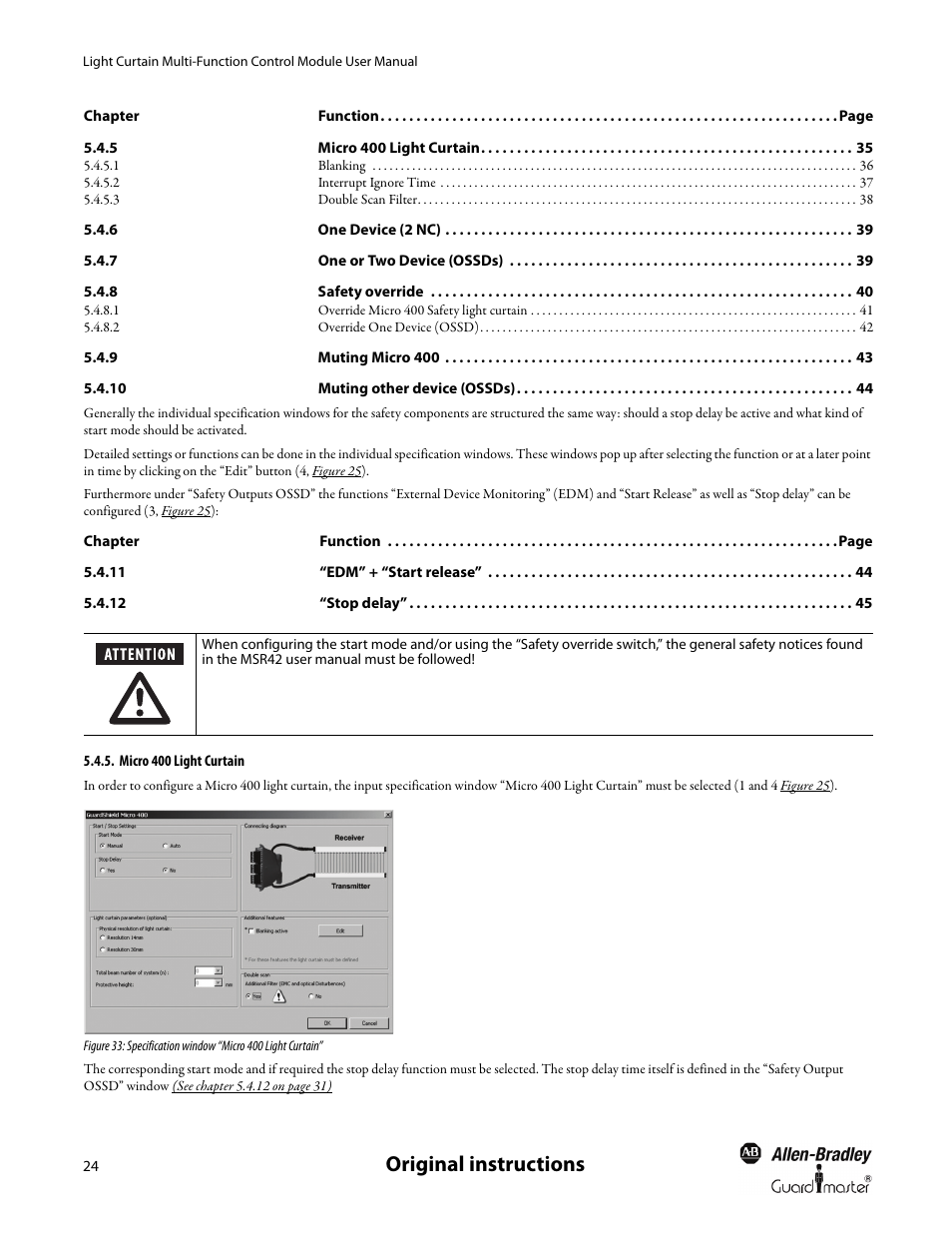 Micro 400 light curtain, Figure 33 ), Original instructions | Rockwell Automation MSR42 Curtains Configuration and Diagnostic Software Tool User Manual User Manual | Page 26 / 60