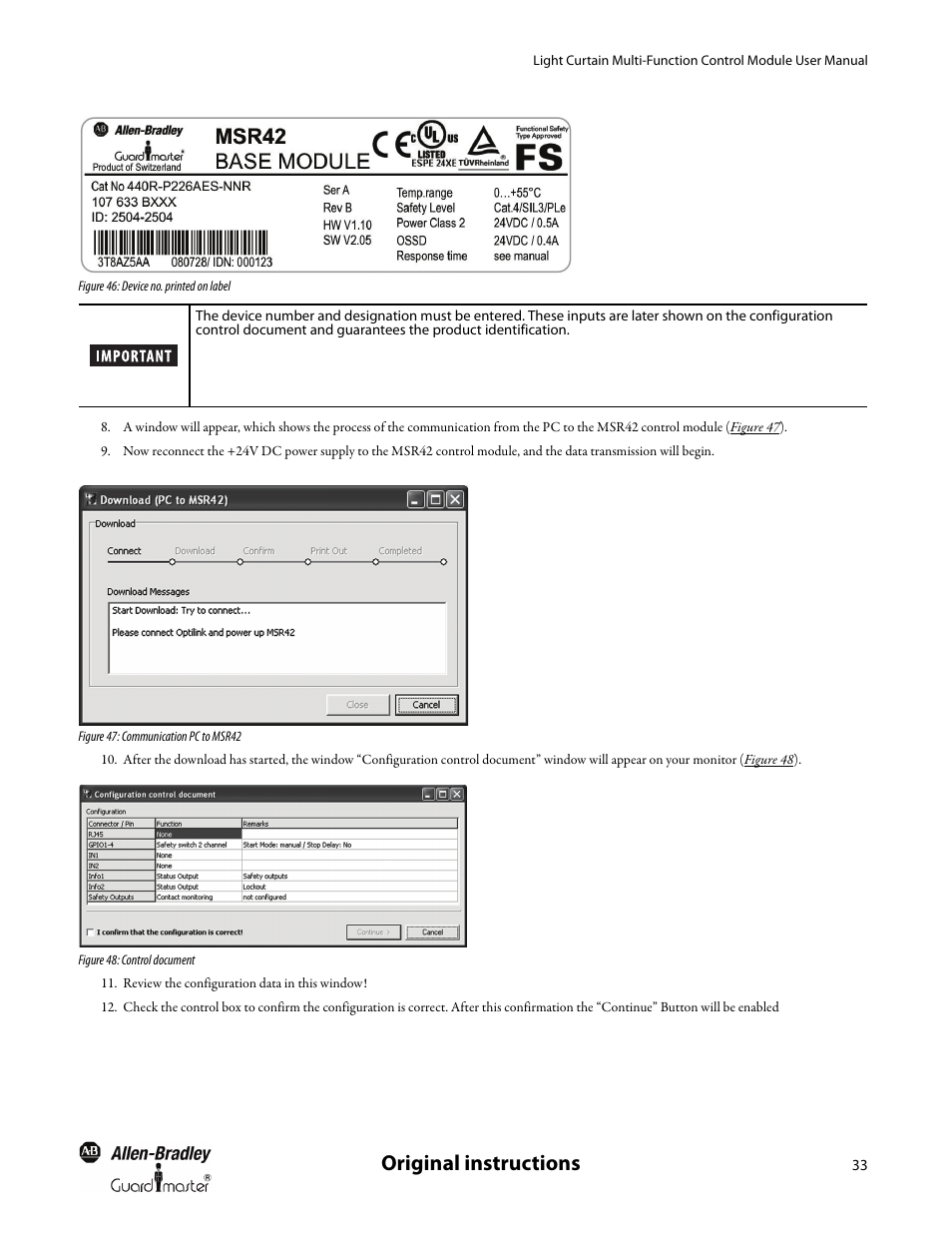 Figure 46, Original instructions | Rockwell Automation MSR42 Curtains Configuration and Diagnostic Software Tool User Manual User Manual | Page 35 / 60