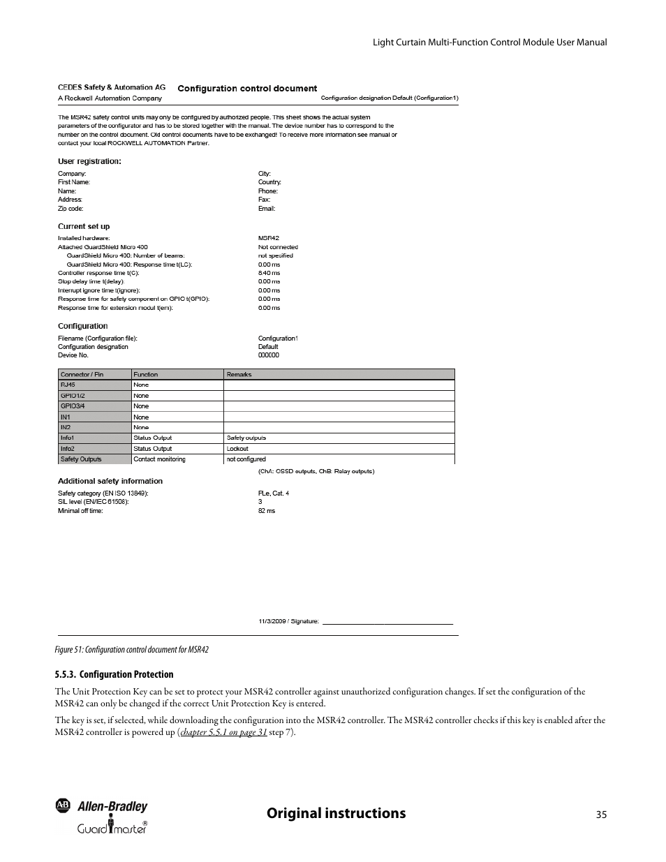 Configuration protection, Figure 51, Figure 51 ) | Original instructions | Rockwell Automation MSR42 Curtains Configuration and Diagnostic Software Tool User Manual User Manual | Page 37 / 60
