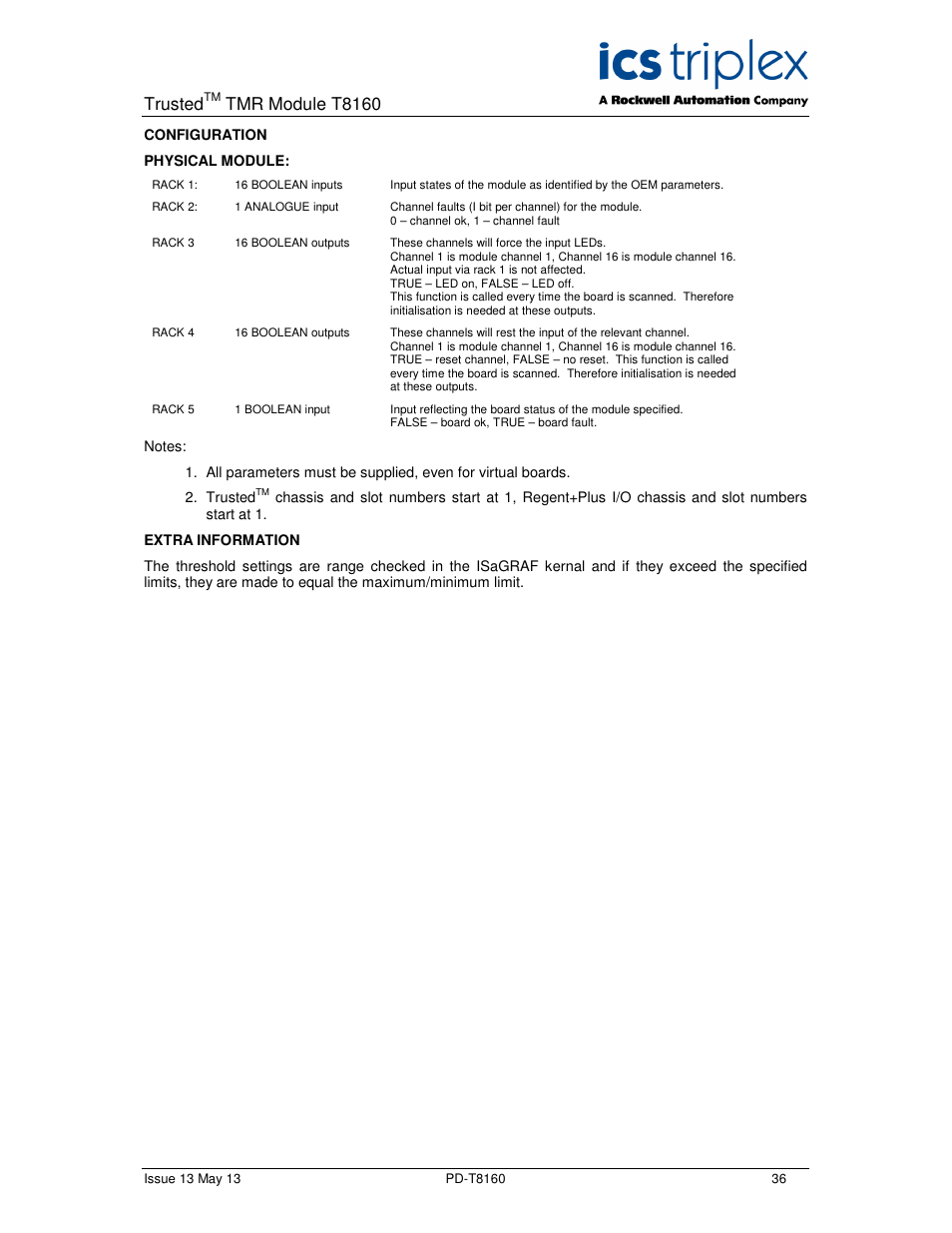 Trusted, Tmr module t8160 | Rockwell Automation T8160 Trusted TMR Interface User Manual | Page 36 / 80