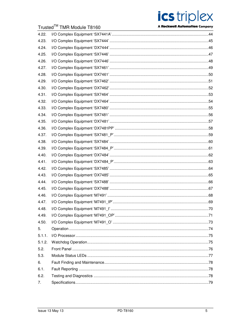 Rockwell Automation T8160 Trusted TMR Interface User Manual | Page 5 / 80