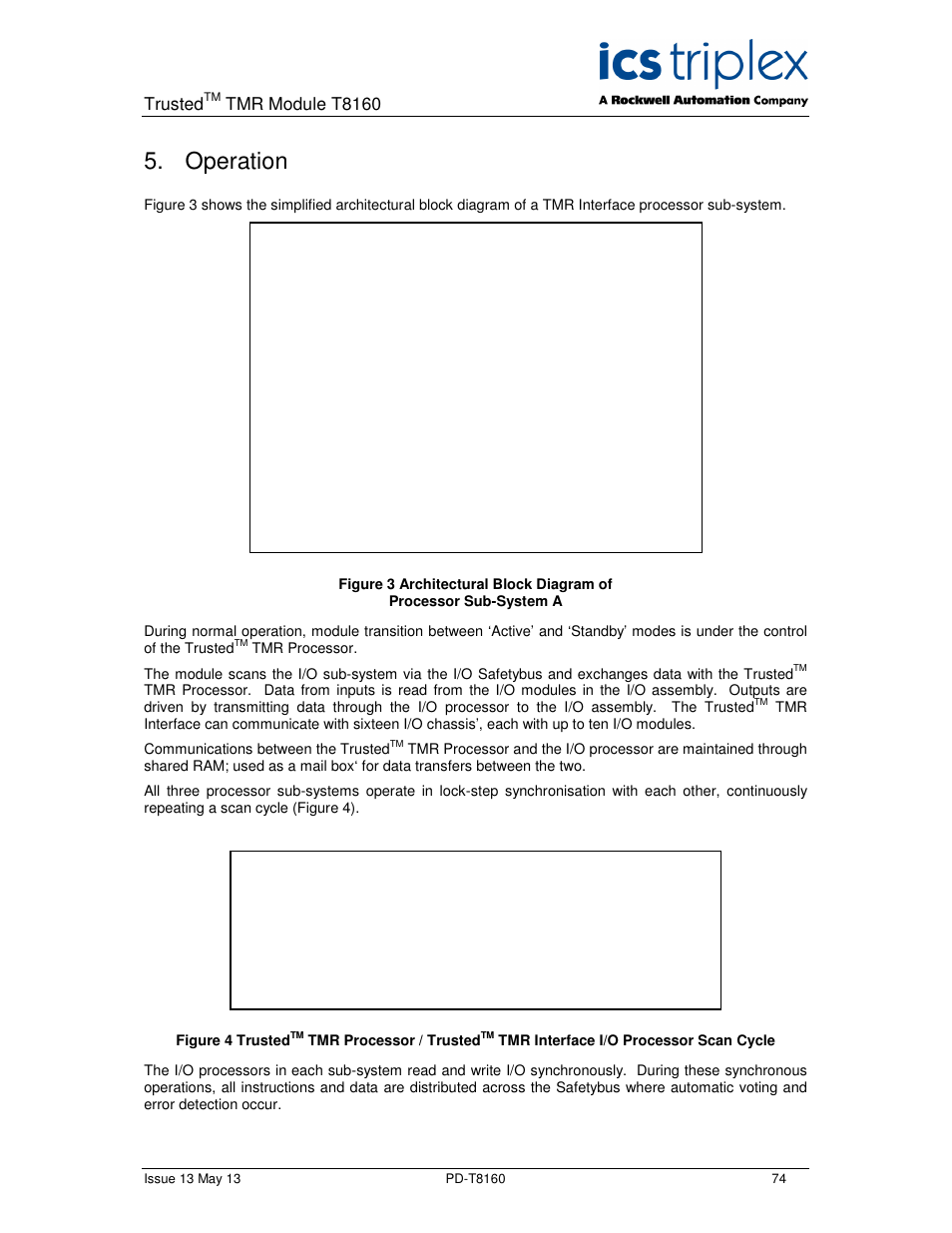 Operation, Trusted, Tmr module t8160 | Rockwell Automation T8160 Trusted TMR Interface User Manual | Page 74 / 80