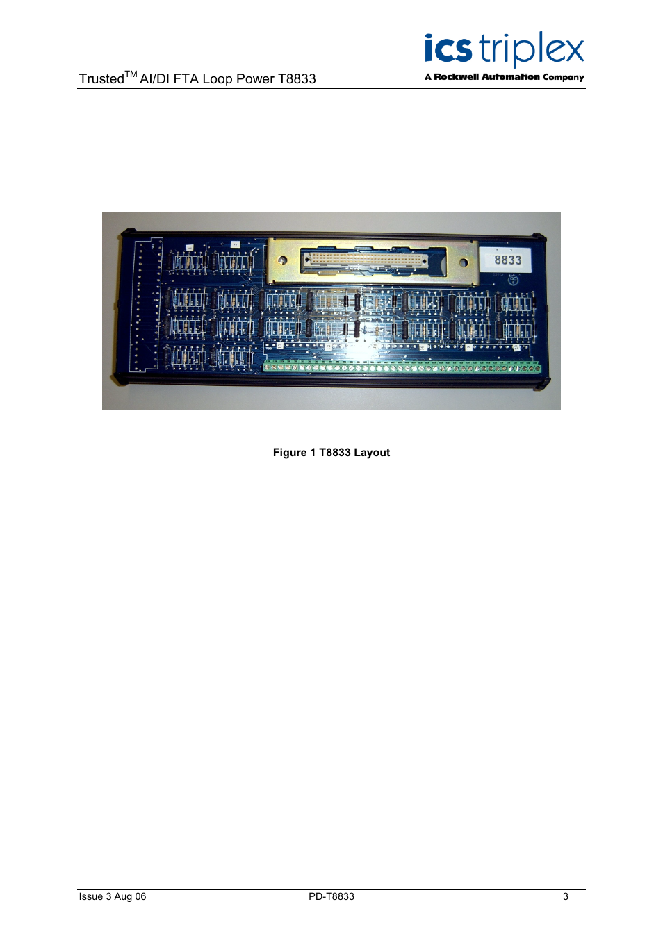 Trusted, Ai/di fta loop power t8833 | Rockwell Automation T8833 Trusted 20 Channel Isolated AI/DI FTA Loop Powered User Manual | Page 3 / 12