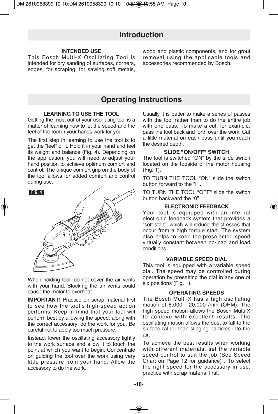 Operating instructions, Introduction | Bosch MX25E User Manual | Page 10 / 52