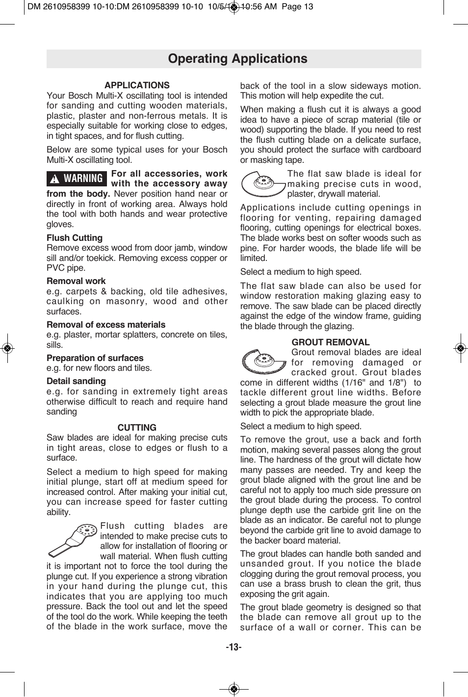 Operating applications | Bosch MX25E User Manual | Page 13 / 52