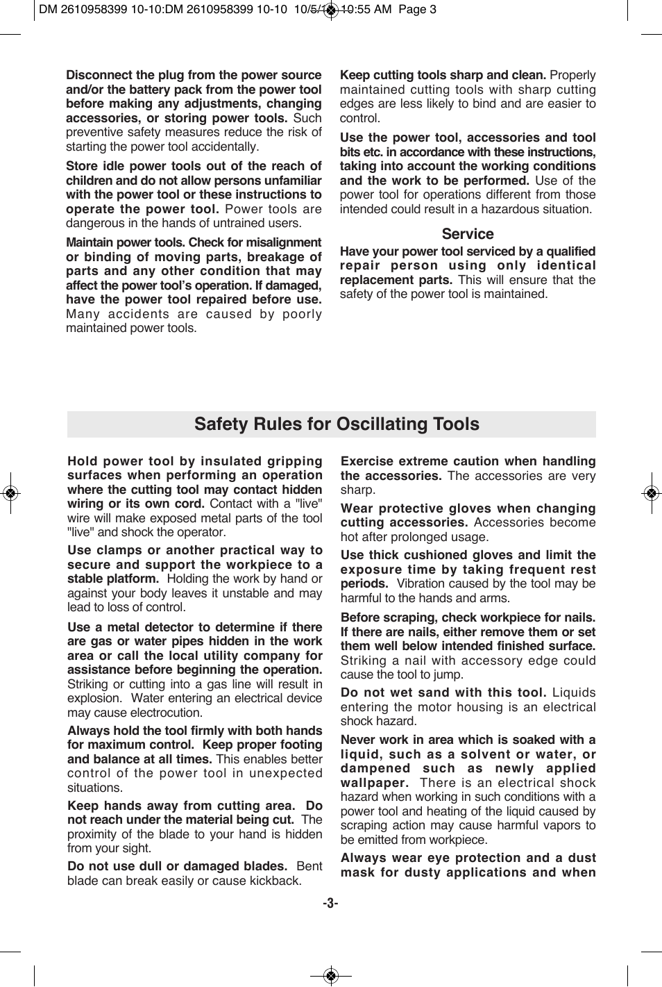 Safety rules for oscillating tools | Bosch MX25E User Manual | Page 3 / 52