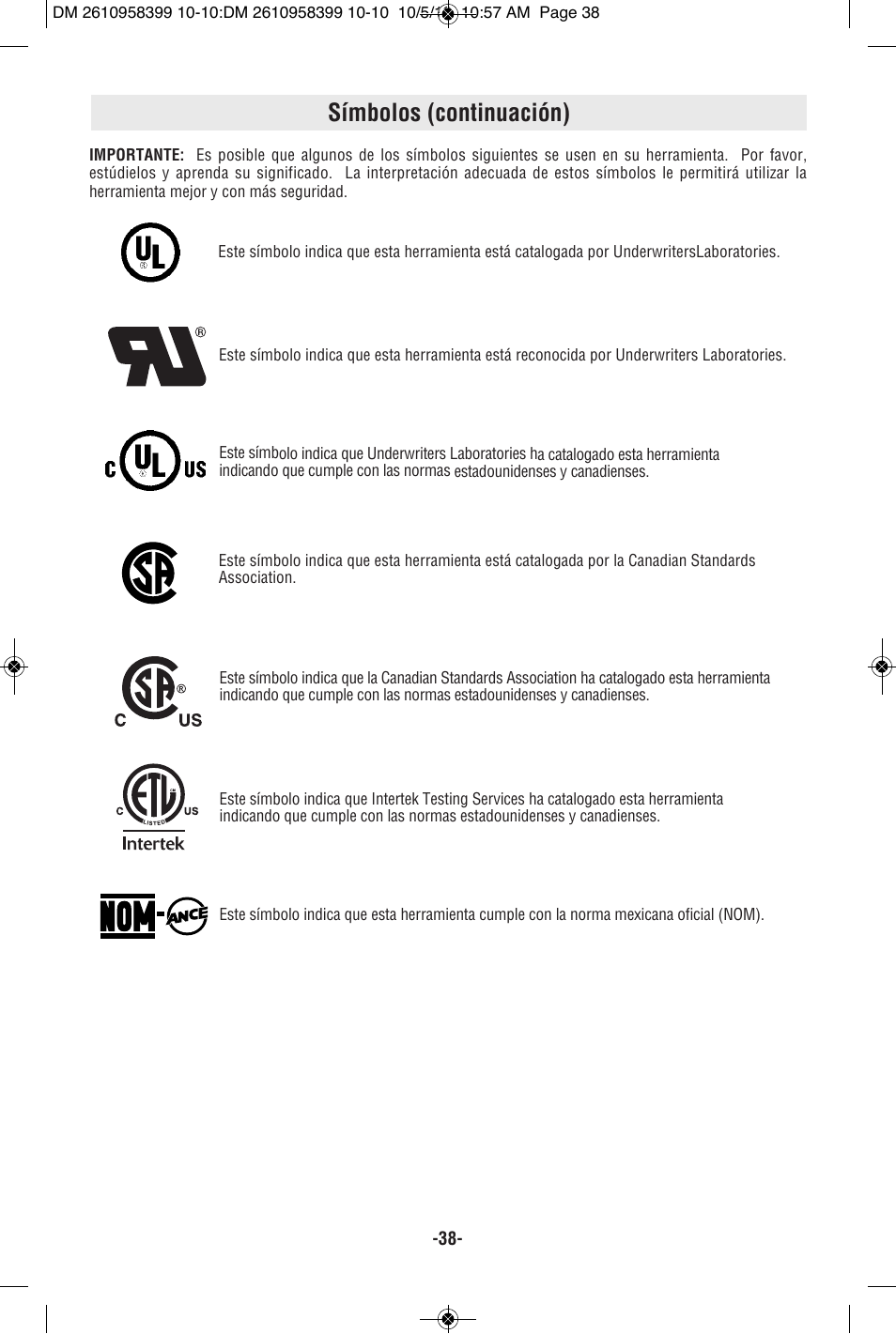 Símbolos (continuación) | Bosch MX25E User Manual | Page 38 / 52
