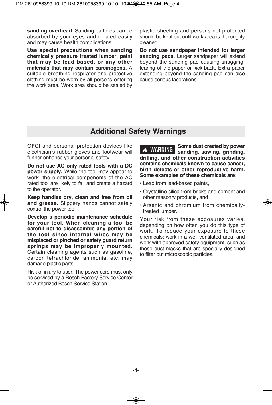 Additional safety warnings | Bosch MX25E User Manual | Page 4 / 52