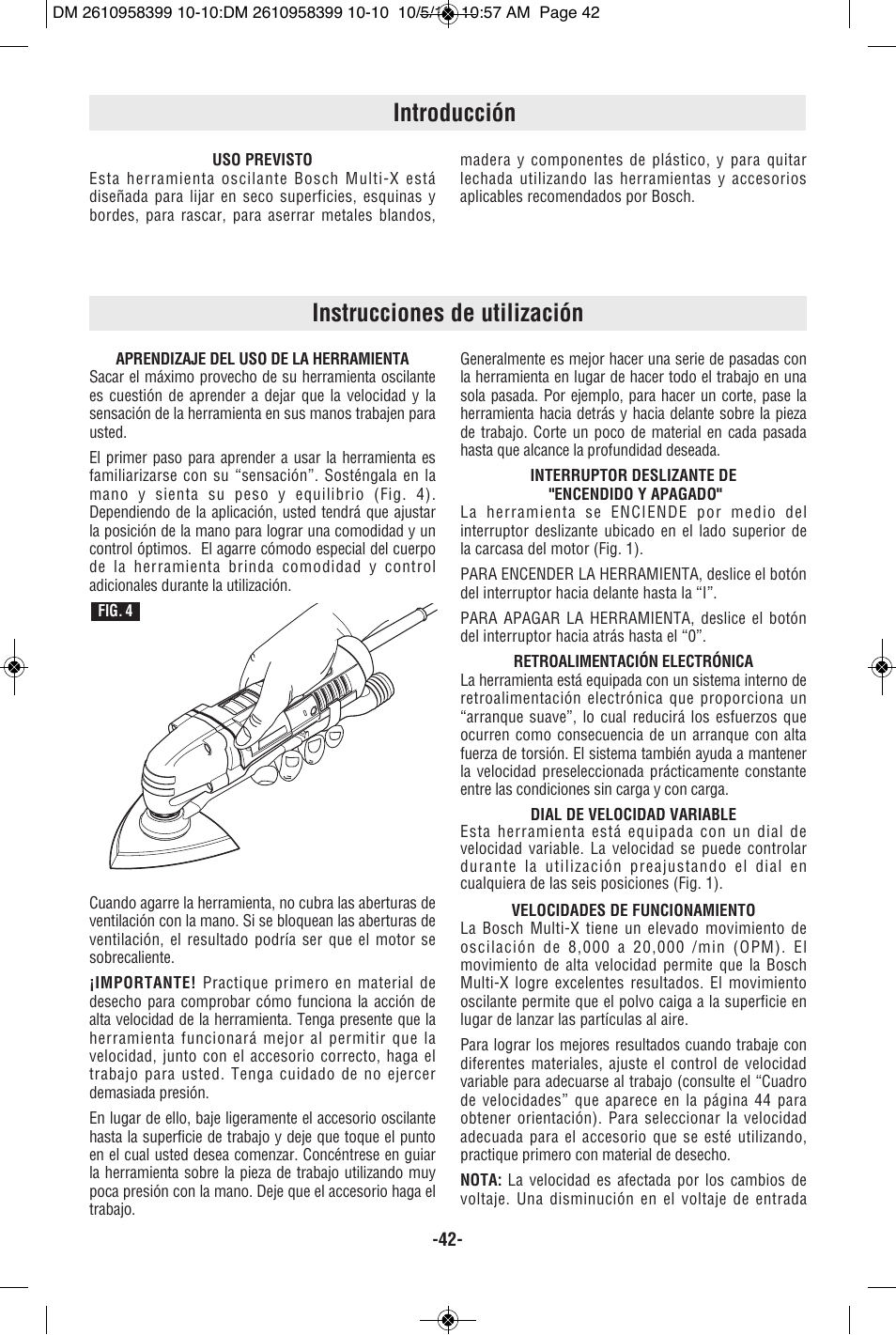 Introducción, Instrucciones de utilización | Bosch MX25E User Manual | Page 42 / 52