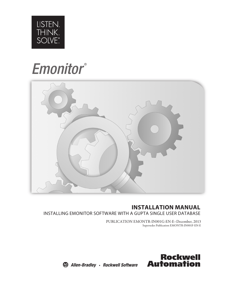 Rockwell Automation Emonitor with a Gupta Single-User Database User Manual | 50 pages