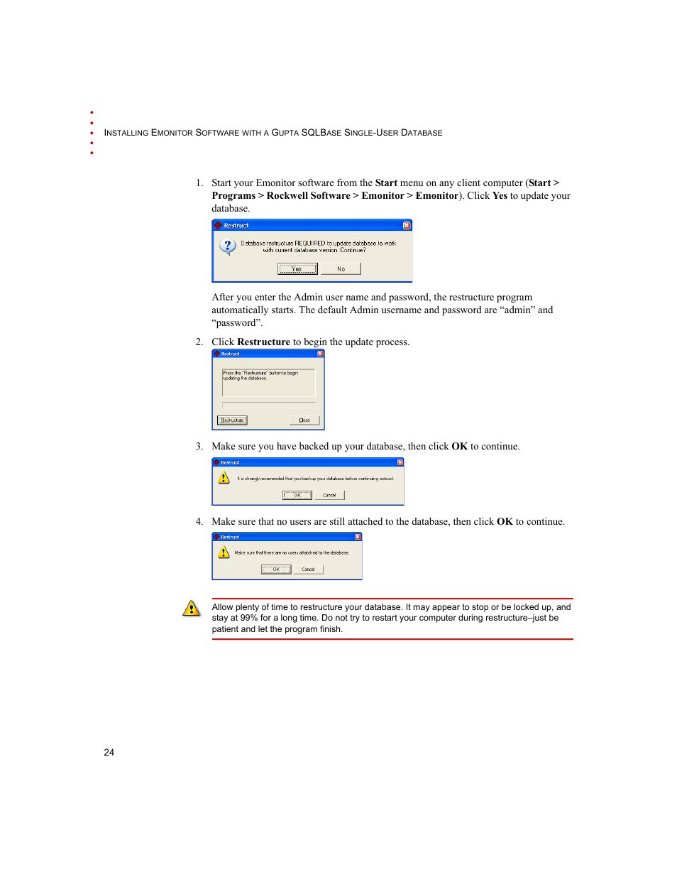 Rockwell Automation Emonitor with a Gupta Single-User Database User Manual | Page 28 / 50
