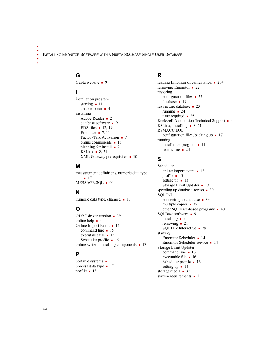 Rockwell Automation Emonitor with a Gupta Single-User Database User Manual | Page 48 / 50