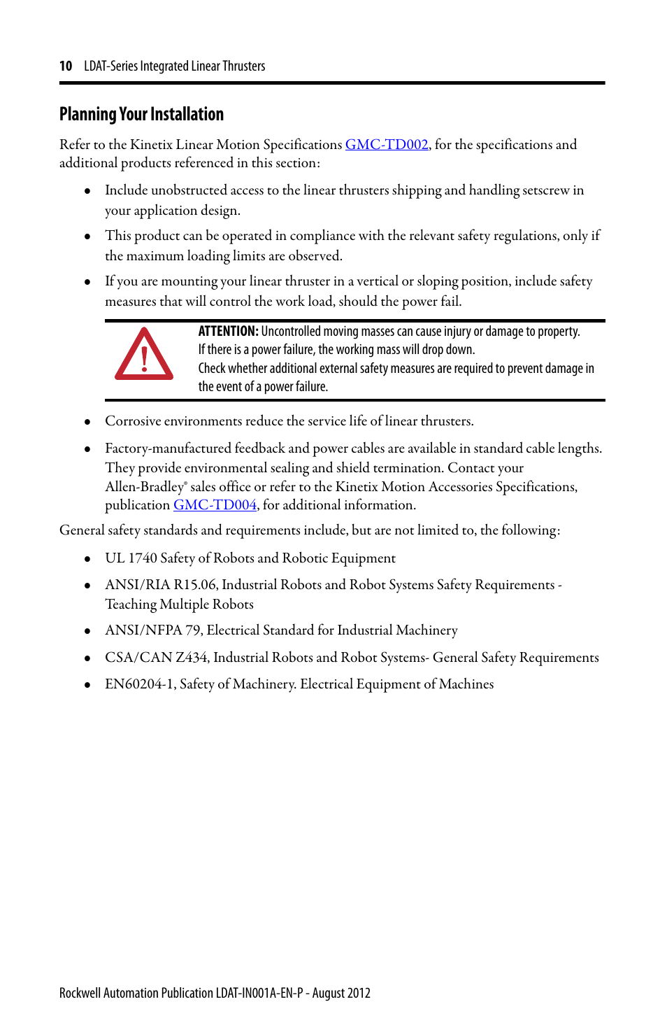 Planning your installation | Rockwell Automation LDAT Integrated Linear Thrusters User Manual | Page 10 / 80