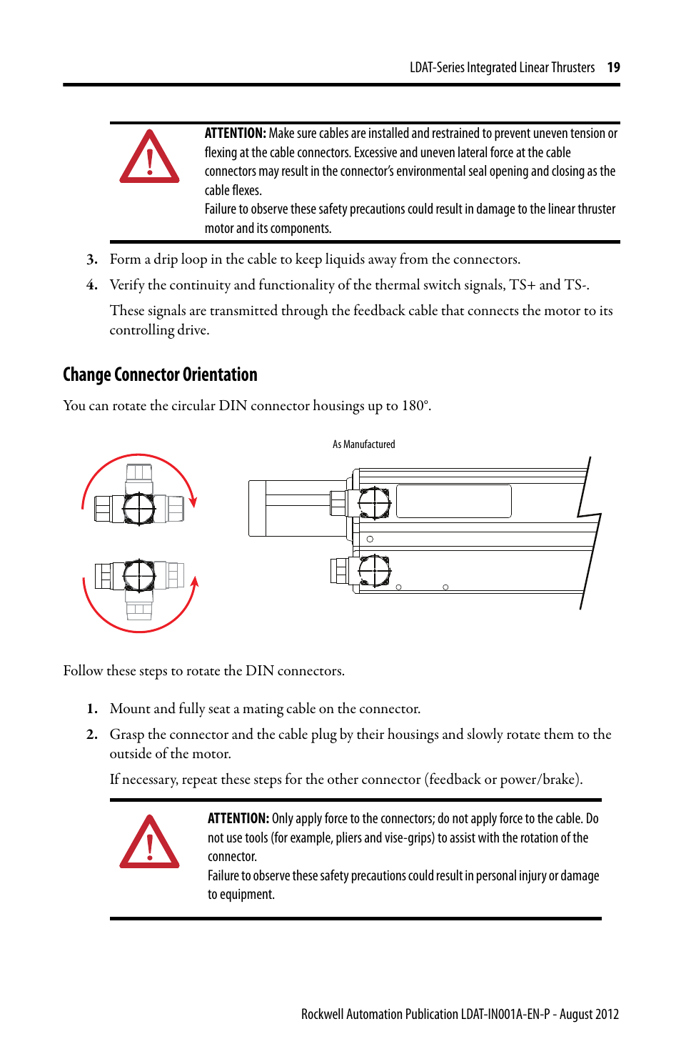 Change connector orientation | Rockwell Automation LDAT Integrated Linear Thrusters User Manual | Page 19 / 80