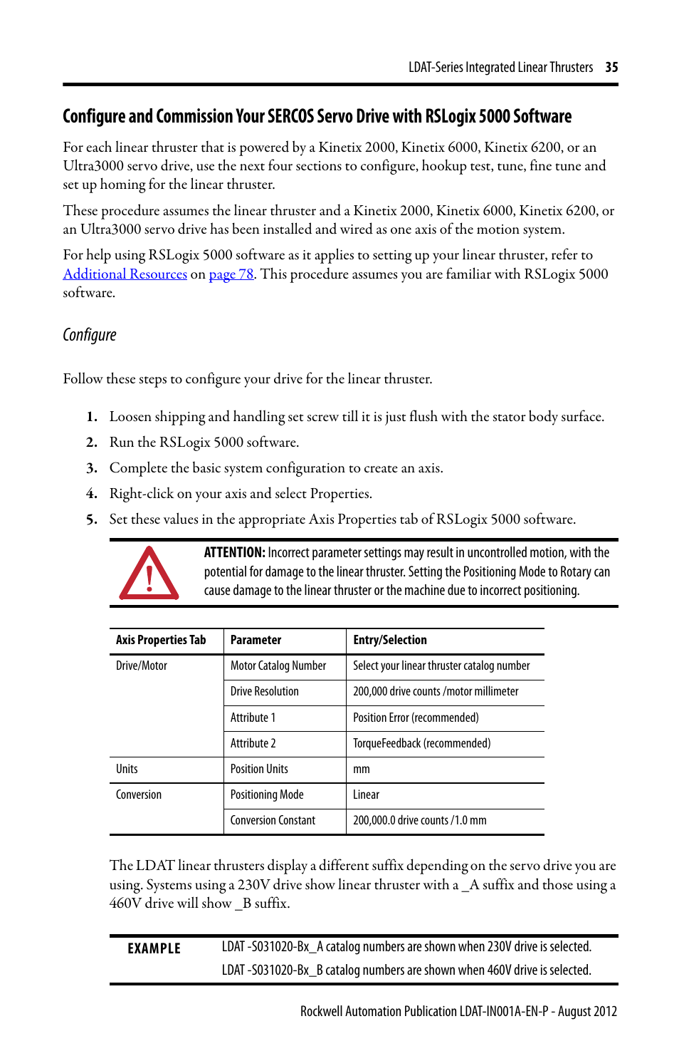 Configure | Rockwell Automation LDAT Integrated Linear Thrusters User Manual | Page 35 / 80