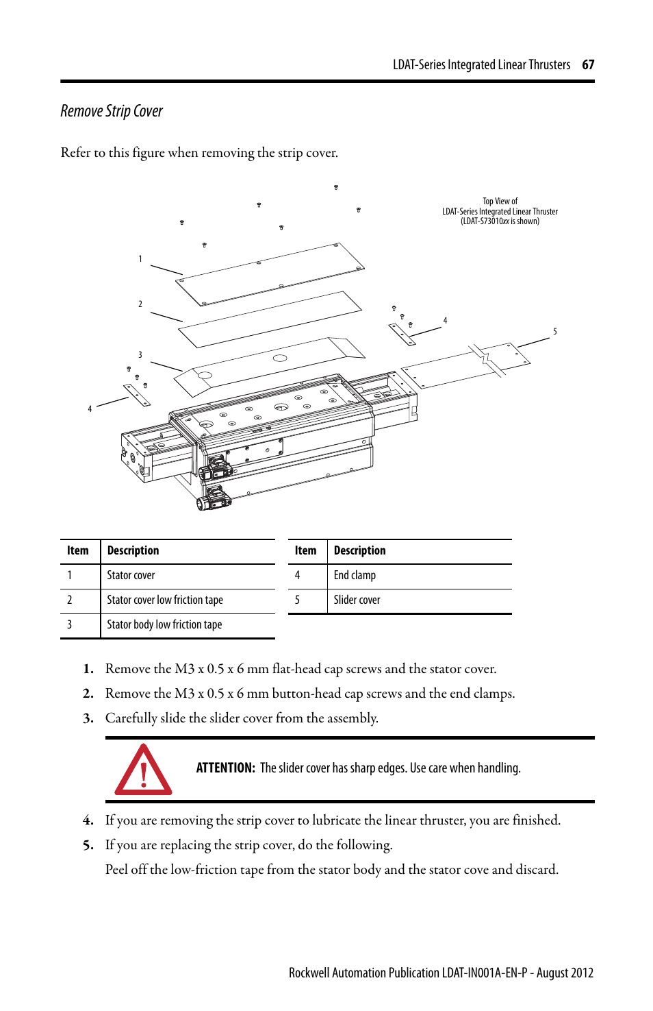 Remove strip cover | Rockwell Automation LDAT Integrated Linear Thrusters User Manual | Page 67 / 80