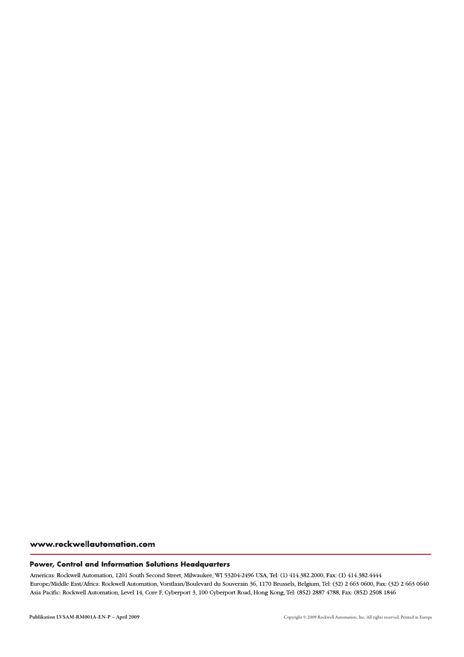 Rockwell Automation Low-Voltage Switchgear and Controlgear User Manual | Page 176 / 176