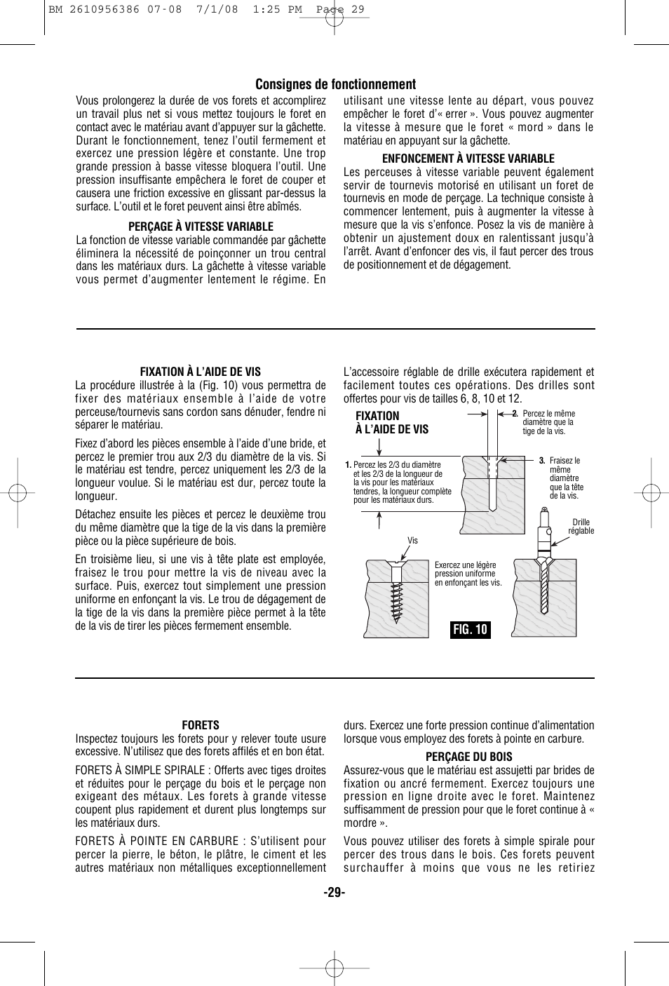 Consignes de fonctionnement | Bosch 36614 User Manual | Page 29 / 48