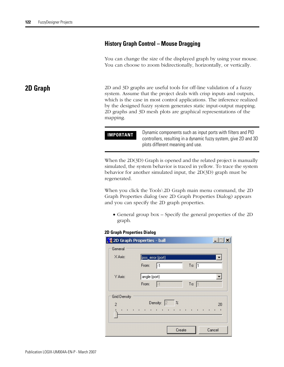 History graph control - mouse dragging, 2d graph, History graph control – mouse dragging | Rockwell Automation RSLogix 5000 Fuzzy Designer User Manual | Page 122 / 156