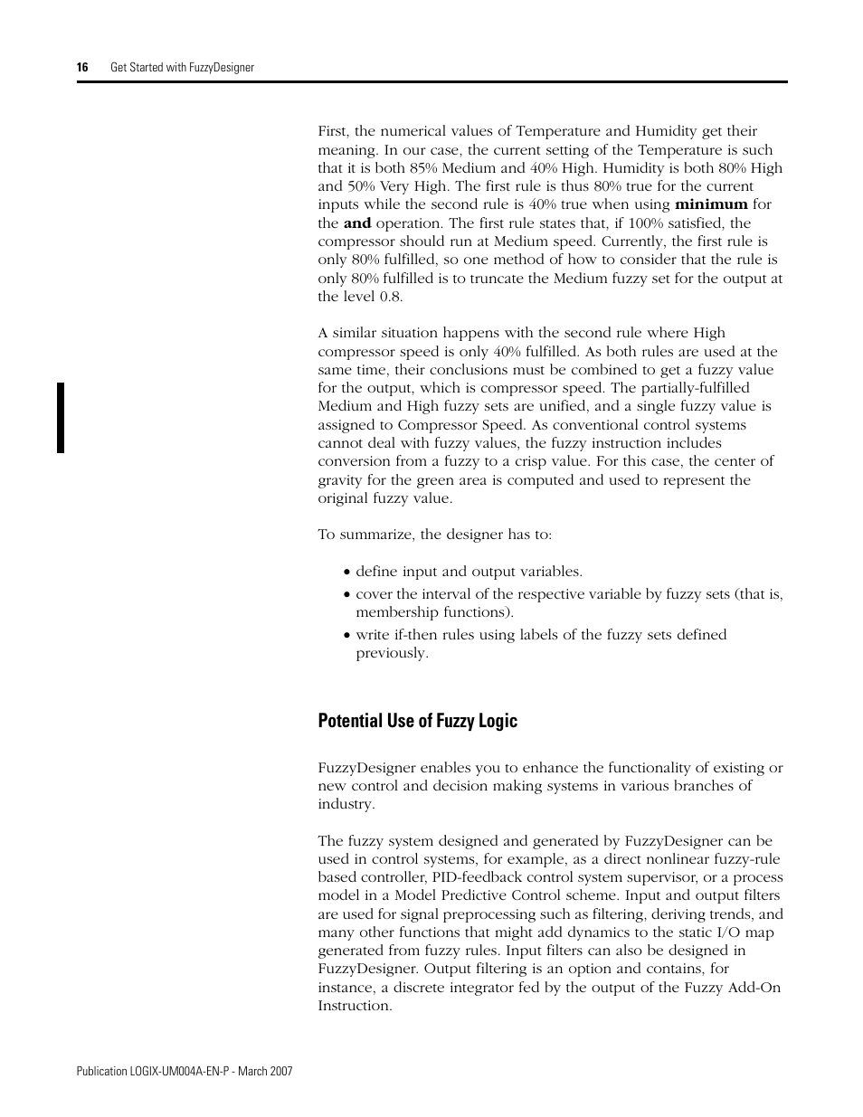 Potential use of fuzzy logic | Rockwell Automation RSLogix 5000 Fuzzy Designer User Manual | Page 16 / 156