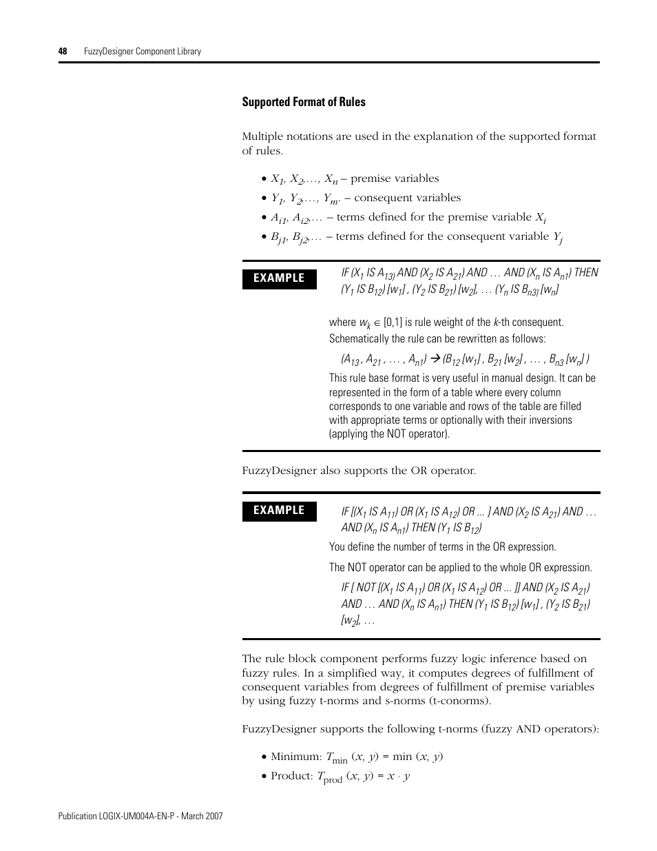 Supported format of rules | Rockwell Automation RSLogix 5000 Fuzzy Designer User Manual | Page 48 / 156